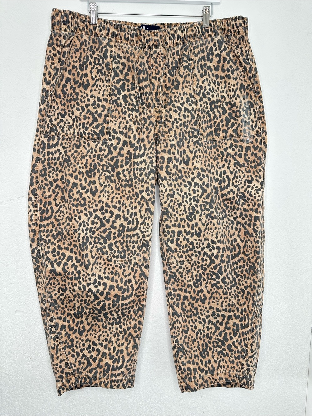 Gap Denim Pull-On Barrel Pants Leopard Print Cropped XL NWOT NWT 100% Cotton